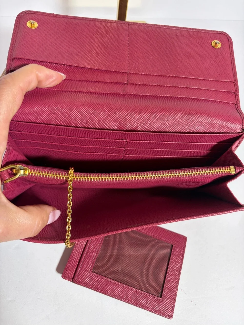 AUTHENTIC PRADA Women's Saffiano Leather Wallet - Rose